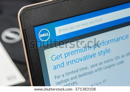 BANGKOK, THAILAND - FEBRUARY 02, 2016: The new Dell Vostro 5459 (Gold) notebook opening Dell official website.