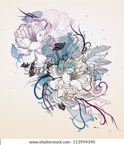 vector illustration of blooming roses