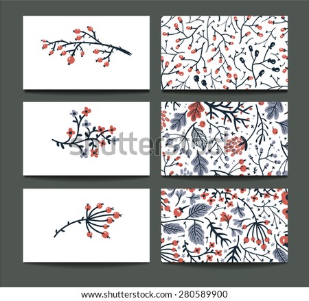 vector set of hand drawn floral cards