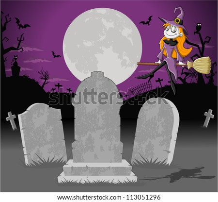 cemetery halloween background cartoon funny vector tombs witch shutterstock