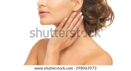 close up of face and hands of beautiful woman