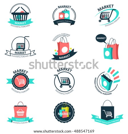 Vector Illustration Shopping Market Logos Stock Vector 488547169 ...