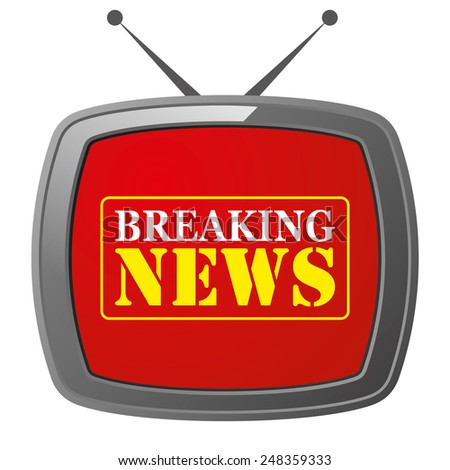 Breaking News On Red TV Screen Breaking News On Red TV Screen
