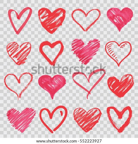 hand drawn vector hearts