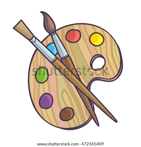 Art Palette Paint Brush Drawing Vector Stock Vector ...