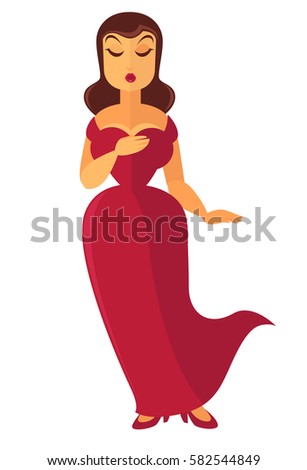 Woman Singer Luxury Red Dress On Stock Vector 582544849 - Shutterstock