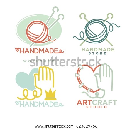 Art Handmade Craft Logo Templates Flat Stock Vector 623629766 ...