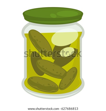 Jar with pickled cucumbers