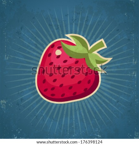 Retro grunge strawberry illustration