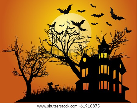 Haunted house silhouette art project Haunted house silhouette art project