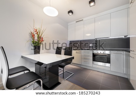 Modern Kitchen Tile Flooring modern kitchen gray tile floor white stock photo 185270243 Modern Kitchen Tile Flooring modern kitchen gray tile floor white stock photo 185270243