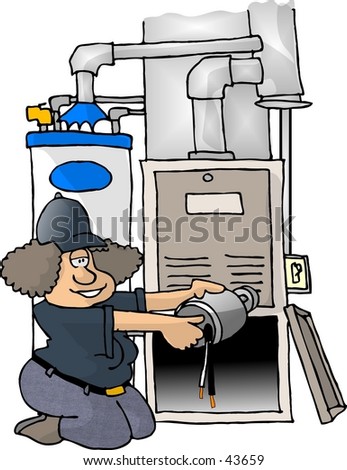 Clipart Illustration Of A Woman Working On Furnace Clipart Illustration Of A Woman Working On Furnace