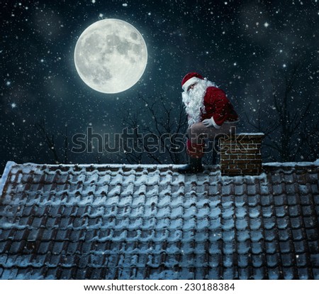 Funny, mean santa claus using chimney as a toilet