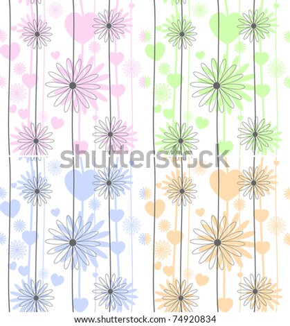 Set Four Seamless Flower Texture Vector Stock Vector 71092864