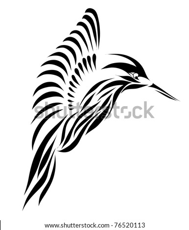 Beautiful Black Hummingbird Isolated On White Stock Illustration ...