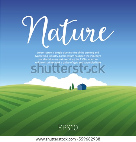 Rural landscape with hills, sky & clouds
