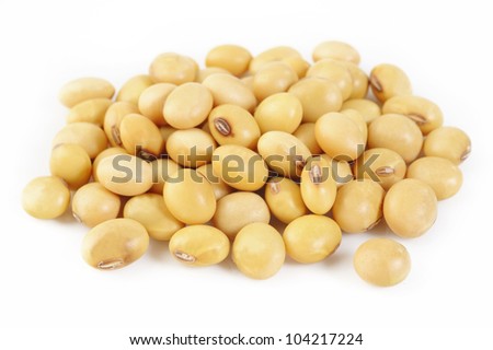 pile soybean on white background