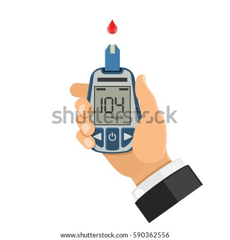 Hand Holds Blood Glucose Meter Blood Stock Vector 590362556 - Shutterstock