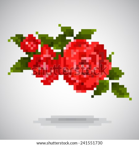 Rose Pixel Stock Vector 241551730 - Shutterstock