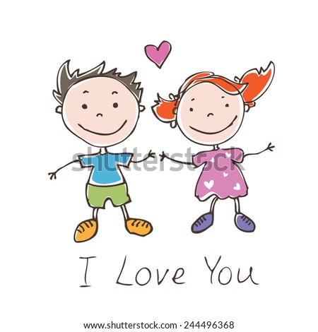 Love Between Boy Girl Stock Vector 54845869 - Shutterstock