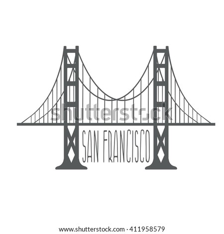 Golden Gate Bridge San Francisco Vector Stock Vector 411958579 ...