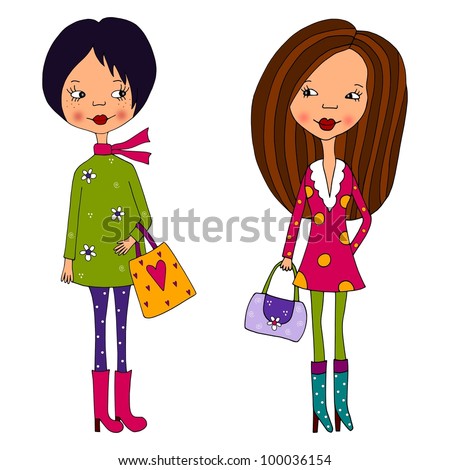 Tall Short Girl Vector Stock Vector 28538350 - Shutterstock