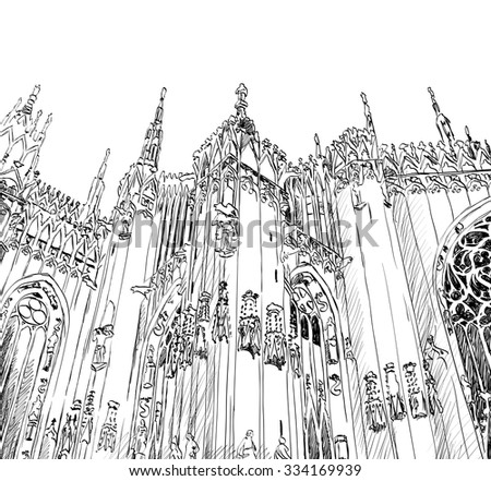 Vector Sketch Duomo Di Milano Stock Vector 334169939 - Shutterstock