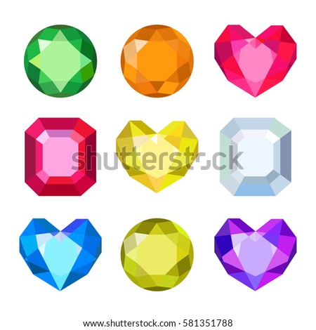 Cartoon Vector Gems Diamonds Icons Set Stock Vector 212375152