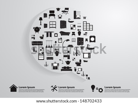 modern business bubble speech template with home furniture icons home improvement and decoration service concept - Home Improvement Design modern business bubble speech template with home furniture icons home improvement and decoration service concept - Home Improvement Design