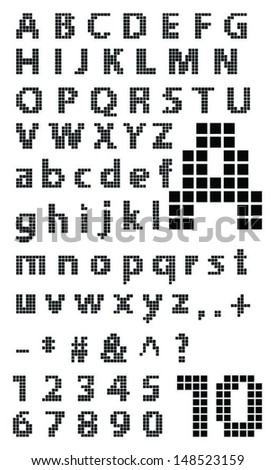 Pixel Font 8 Bit Pixel Alphabet Letters Stock Vector 