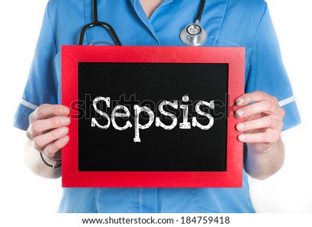 stock photo sepsis physician with chalkboard on isolated white background 184759418