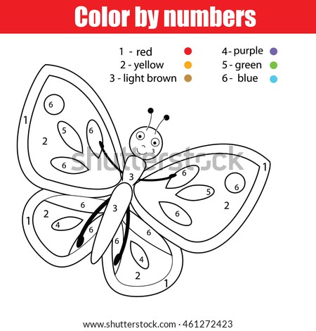 Coloring Page With Butterfly Color By Numbers Educational Children Game Drawing Kids Activity
