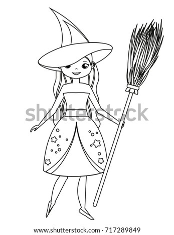 coloring page for children cute witch holding broom girl in halloween costume drawing - Halloween Drawing For Kids coloring page for children cute witch holding broom girl in halloween costume drawing - Halloween Drawing For Kids