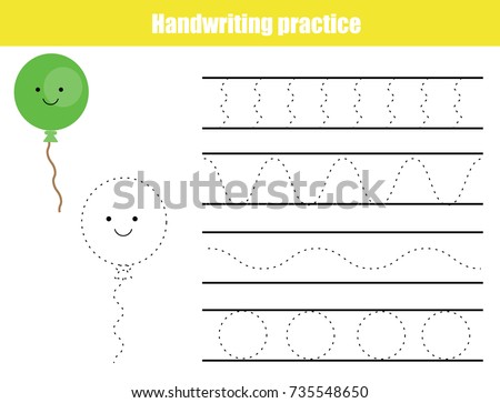 handwriting practice sheet educational children game stock vector handwriting practice sheet
