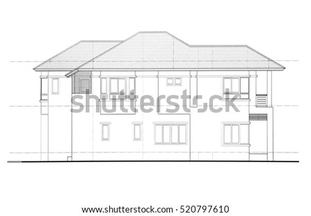 House Plan Side View Stock Illustration 525871573 - Shutterstock