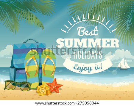 Vector summer background with holiday elements