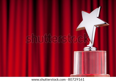 Star Award On Red Curtains Velvet Stock Illustration 96640768 ...