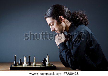 Chess player playing his game