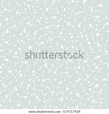 Seamless repeat pattern with falling snow in white and light gray. Winter textile, wall art, wrapping paper, wallpaper design.