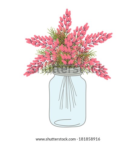 Flower Mason Jars Set Stock Vector 181858916 - Shutterstock