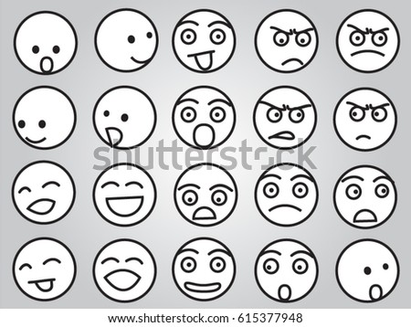 Cartoon Fanny Faces Different Emotions Emoji Stock Vector 501615682 ...