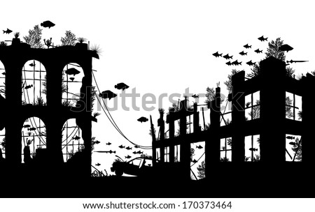 Ruined City Silhouette Clip Art – Cliparts