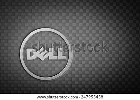 BANGKOK THAILAND - JANUARY 25 : Dell logo made from stainless steel on notebook cover black color, in Bangkok, Thailand on January 25, 2015