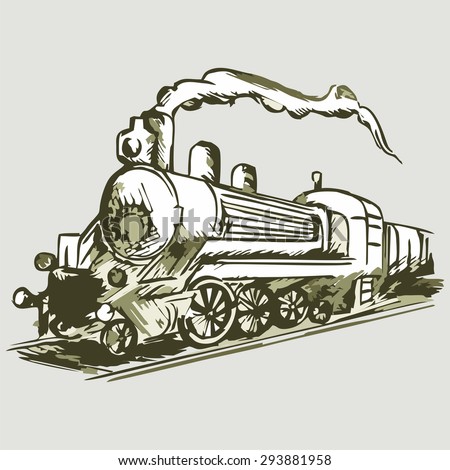 Cartoon Steam Locomotive Emblem Stock Vector 537941542 - Shutterstock