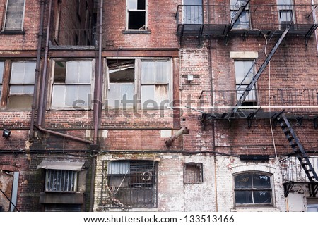 Back Side Abandoned Brick Apartment Building Stock Photo 133513466 ...  Back side of an abandoned brick apartment building in Manhattan, revealing  urban decay, the