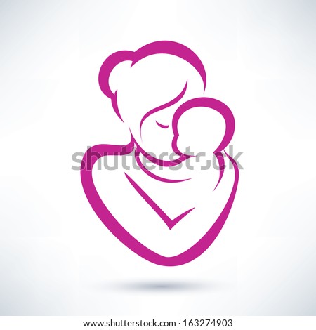 mom and baby vector icon