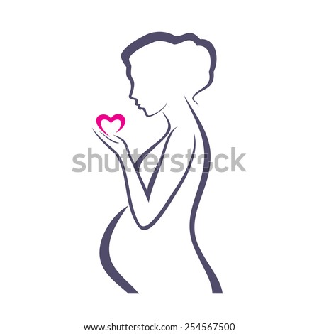 pregnant woman symbol, stylized vector sketch
