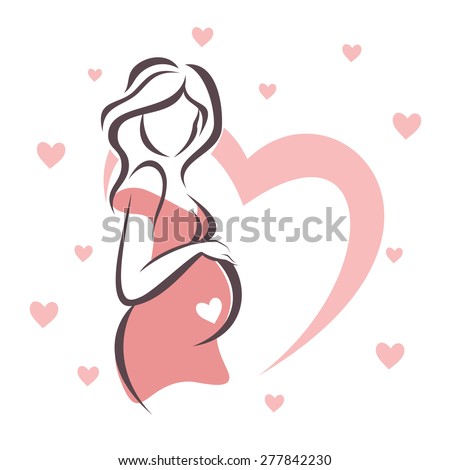 pregnant woman symbol, stylized vector sketch