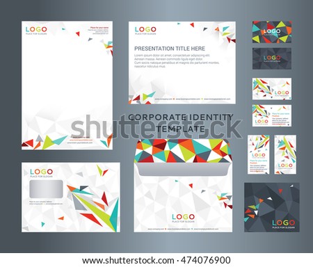 corporate identity kit lowpoly style letter stock vector (royalty corporate identity kit lowpoly style letter stock vector (royalty, Low Poly Business Presentation Template, Presentation templates