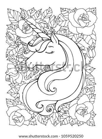 Unicorn Magical Animal Vector Artwork Black And White Coloring Book Pages For